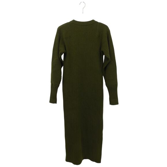 Anine Bing‎ Women's Army Green Aurora Rib Knit Side Slit Midi Dress Size Small - Picture 3 of 7